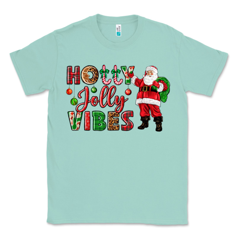 Holly Jolly Vibes Christmas With Santa Classic Tee by NancyCooperArtShop | Teevron