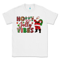 White Holly Jolly vibes Christmas with Santa Classic Tee - NancyCooperArtShop