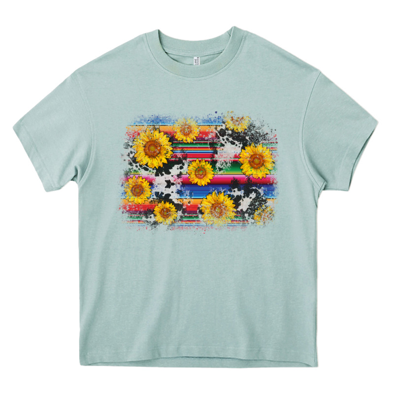 Serape Cowhide Sunflower Background Heavy Core Tee by AdoDesignShop | Teevron