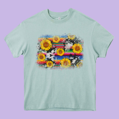 Serape Cowhide Sunflower Background Heavy Core Tee Designed By Adodesignshop