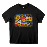 Black serape cowhide sunflower background Heavy Core Tee - AdoDesignShop