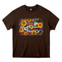 Chocolate Brown serape cowhide sunflower background Heavy Core Tee - AdoDesignShop