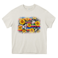 Cream serape cowhide sunflower background Heavy Core Tee - AdoDesignShop