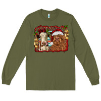 Army Green christmas heifer and highland cow with serape background Long Sleeve Tee - RanaPortraitStore