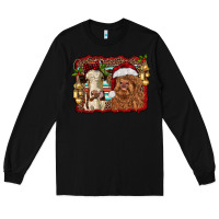 Black christmas heifer and highland cow with serape background Long Sleeve Tee - RanaPortraitStore