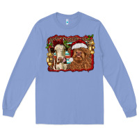Colony Blue christmas heifer and highland cow with serape background Long Sleeve Tee - RanaPortraitStore