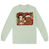 Matcha christmas heifer and highland cow with serape background Long Sleeve Tee - RanaPortraitStore