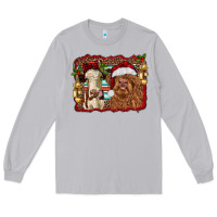 Moon Dust christmas heifer and highland cow with serape background Long Sleeve Tee - RanaPortraitStore