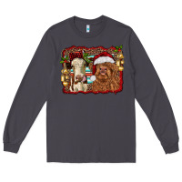 Smoke christmas heifer and highland cow with serape background Long Sleeve Tee - RanaPortraitStore