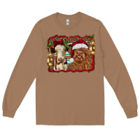 Toasted Coconut christmas heifer and highland cow with serape background Long Sleeve Tee - RanaPortraitStore