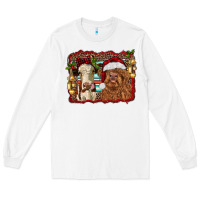 White christmas heifer and highland cow with serape background Long Sleeve Tee - RanaPortraitStore