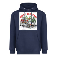 Navy merry chrıstmas Heavyweight Hoodie - FaDigitalArtStudio
