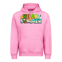 Fuchsia Pink Hello Summer Urban Hoodie - CowhideDigitalArt