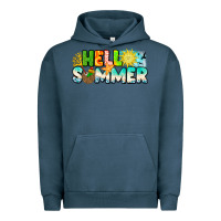 Pigment Midnight Navy Hello Summer Urban Hoodie - CowhideDigitalArt