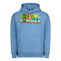 Pigment Pebble Blue Hello Summer Urban Hoodie - CowhideDigitalArt