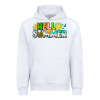 White Hello Summer Urban Hoodie - CowhideDigitalArt