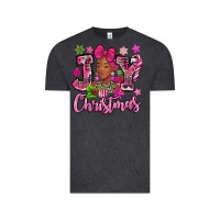Vintage Black pink christmas joy black woman Vintage Tee - MaliasSmallBusiness