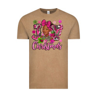 Pink Christmas Joy Black Woman Vintage Tee | Teevron