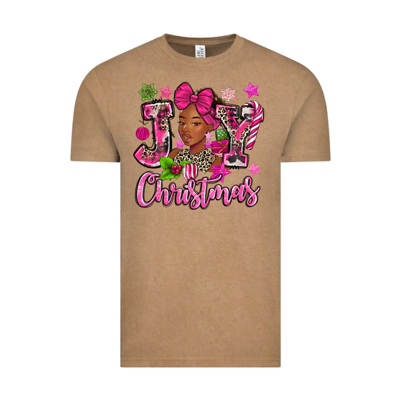 Pink Christmas Joy Black Woman Vintage Tee by MaliasSmallBusiness | Teevron