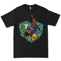 Black western heart bullfighter  cactus sunflower aztek pattern Premium Tee - BarkalooDesign