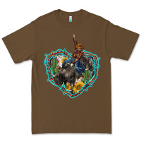 Cacao western heart bullfighter  cactus sunflower aztek pattern Premium Tee - BarkalooDesign