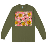 Army Green bees and flowers Long Sleeve Tee - Artiststas