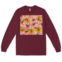 Burgundy bees and flowers Long Sleeve Tee - Artiststas
