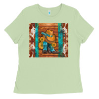 Matcha cowboy boots turquoise aztec cowhide Ladies Tee - Artiststas