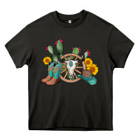 Asphalt wheel bull skull western cowboy Heavy Core Tee - AdoDesignShop