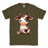Army Green Baby Brown Cow Classic Tee - MaliasSmallBusiness