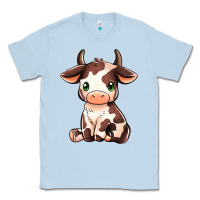 Dusty Blue Baby Brown Cow Classic Tee - MaliasSmallBusiness