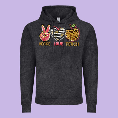 Peace Love Teach Vintage Hoodie Designed By Nancycooperartshop