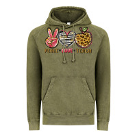 Vintage Olive peace love teach Vintage Hoodie - NancyCooperArtShop