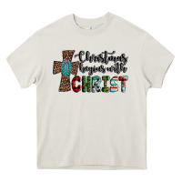 Cream christmas begins with christ Heavy Core Tee - AdoDesignShop