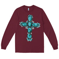 Burgundy western Gemstone cross Long Sleeve Tee - Artiststas