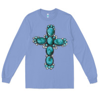 Colony Blue western Gemstone cross Long Sleeve Tee - Artiststas