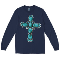 Navy western Gemstone cross Long Sleeve Tee - Artiststas