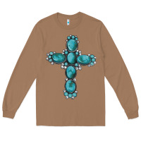 Toasted Coconut western Gemstone cross Long Sleeve Tee - Artiststas