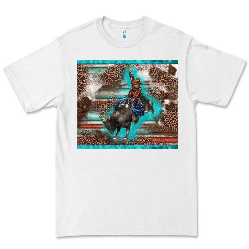Western Rodeo Bullfighter Serape Leopards Turquoise's Gliterrs Premium Tee by BarkalooDesign | Teevron