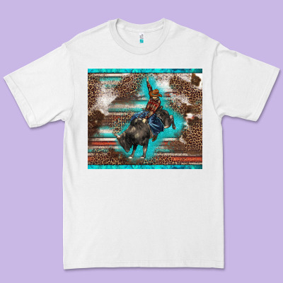Western Rodeo Bullfighter Serape Leopards Turquoise's Gliterrs Premium Tee Designed By Barkaloodesign