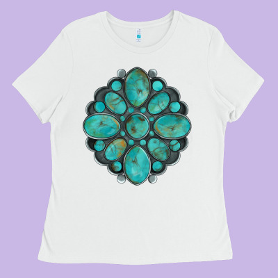 Turquoise Gemstone Ladies Tee Designed By Artiststas