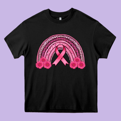 Breast Cancer Rainbow Heavy Core Tee Designed By Adodesignshop