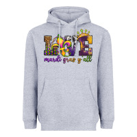 Heather Grey love. ardi gras y'all Heavyweight Hoodie - OliviaCreatesArt