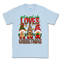 Dusty Blue Just a girl who loves Christmas Classic Tee - NancyCooperArtShop