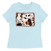 Baby Blue cowhide background Ladies Tee - AdoDesignShop