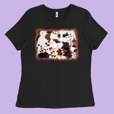 Cowhide Background Ladies Tee Designed By Adodesignshop