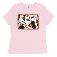 Bubblegum Pink cowhide background Ladies Tee - AdoDesignShop