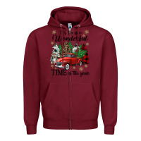 Burgundy its the most wonderful time of the year Zipper Hoodie - CowGirlArtShop