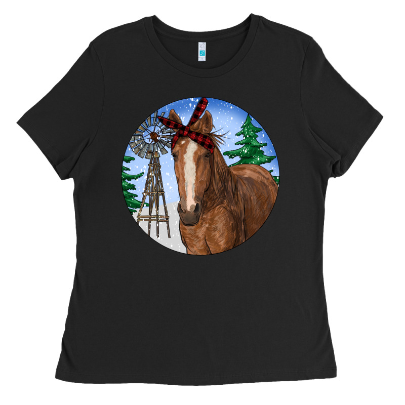 Horse Christmas Ladies Tee by RanaPortraitStore | Teevron