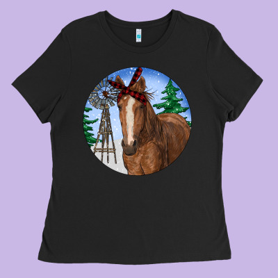 Horse Christmas Ladies Tee Designed By Ranaportraitstore
